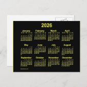 2026 Neon Gele Mini-Kalender van Janz Briefkaart (Voorkant / Achterkant)