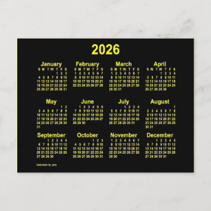 2026 Neon Gele Mini Kalender van Janz Briefkaart