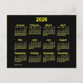 2026 Neon Gele Mini-Kalender van Janz Briefkaart (Voorkant)