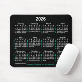 2026 Neon White 52 weken ISO-kalender door Janz Muismat (Met muis)