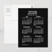 2026 Neon White 6 maanden Mini Calendar van Janz Briefkaart (Voorkant / Achterkant)