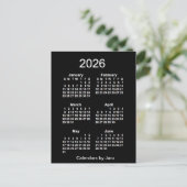 2026 Neon White 6 maanden Mini Calendar van Janz Briefkaart (Staand voorkant)
