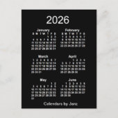 2026 Neon White 6 maanden Mini Calendar van Janz Briefkaart (Voorkant)