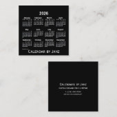 2026 Neon White Agenda van Janz Vierkante Visitekaartje (Voorkant / Achterkant)