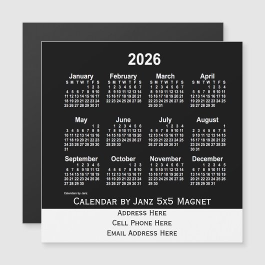 2026 Neon White Business Calendar van Janz (Voorkant / Achterkant)