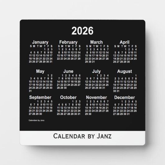 2026 Neon White Desk Calendar van Janz Fotoplaat (Voorkant)
