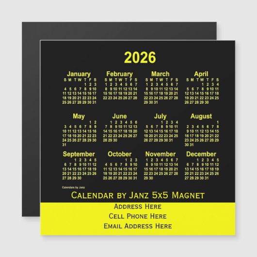 2026 Neon Yellow Business Agenda van Janz (Voorkant / Achterkant)