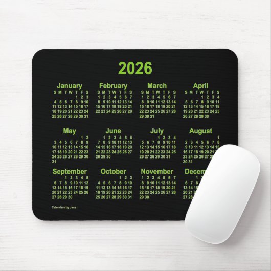 2026 Neon Yellow Green Agenda van Janz Muismat (Met muis)