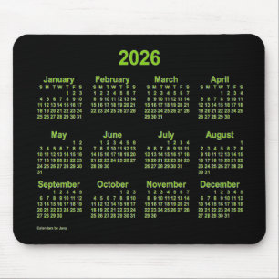 2026 Neon Yellow Green Agenda van Janz Muismat