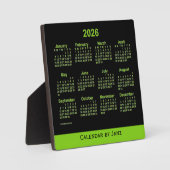 2026 Neon Yellow Green Desk Calendar van Janz Fotoplaat (Voorkant)