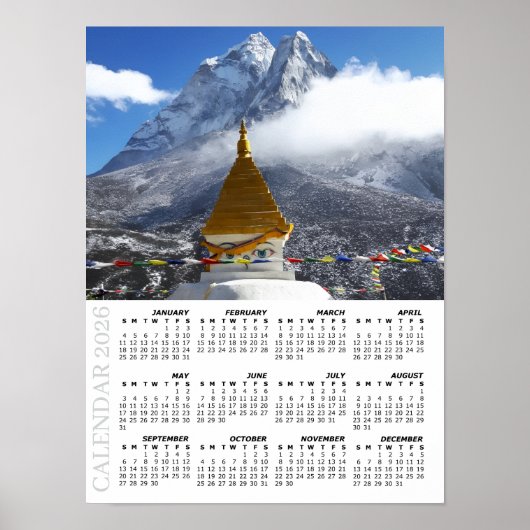 2026 Nepal Kalender, Ama Dablan, Sagarmatha Poster (Voorkant)