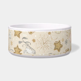 2026 New Year Cat Bowl – Gold Stars & Paw Prints Voerbakje