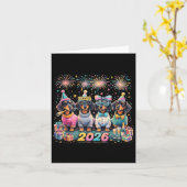 2026 New Year Dachshund Party Fireworks Fun  Kaart (Gele Bloem)