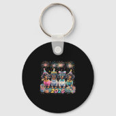 2026 New Year Dachshund Party Fireworks Fun  Sleutelhanger (Voorkant)