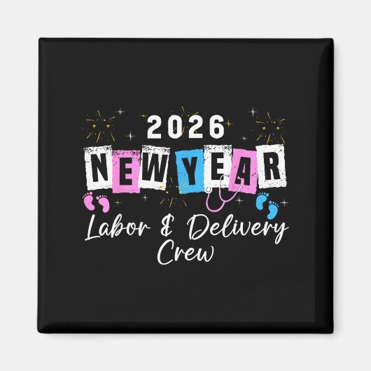 2026 New Year Labor And Delivery Nurse Fireworks E Magneet (Voorkant)