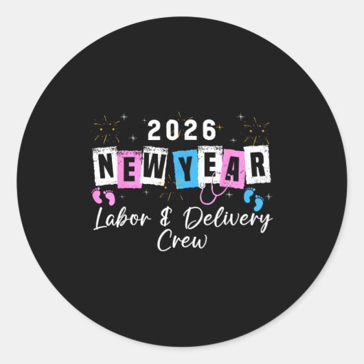 2026 New Year Labor And Delivery Nurse Fireworks E Ronde Sticker (Voorkant)