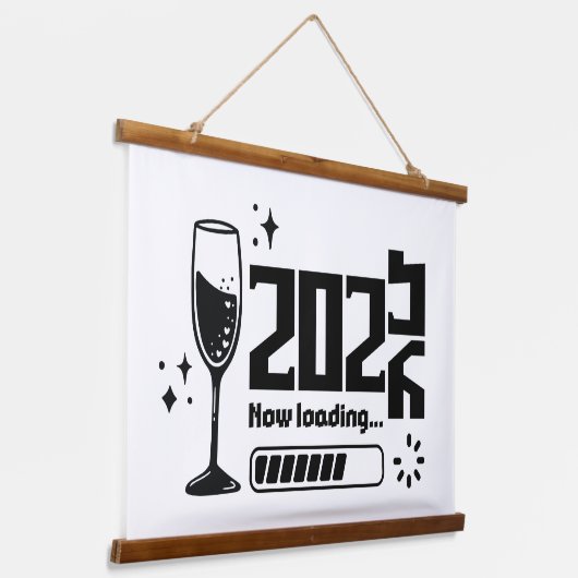 2026 New Year Loading Celebration Typography Hangend Wandkleed (Gebogen)