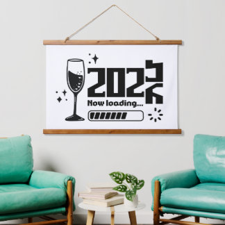 2026 New Year Loading Celebration Typography Hangend Wandkleed