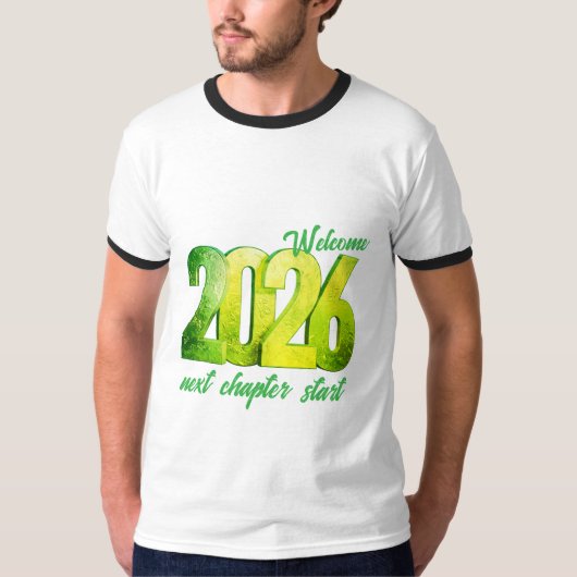 2026 NEW YEAR MENS BASIC RINGER T SHIRT (Voorkant)