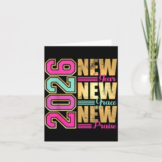 2026 New Year New Grace New Praise Retro Nge Desig Kaart (Voorkant)