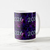2026 New Year New Years purple fun number Koffiemok (Voorkant rechts)