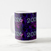 2026 New Year New Years purple fun number Koffiemok (Voorkant links)