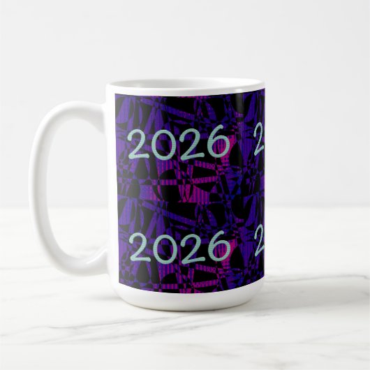 2026 New Year New Years purple fun number Koffiemok (Links)