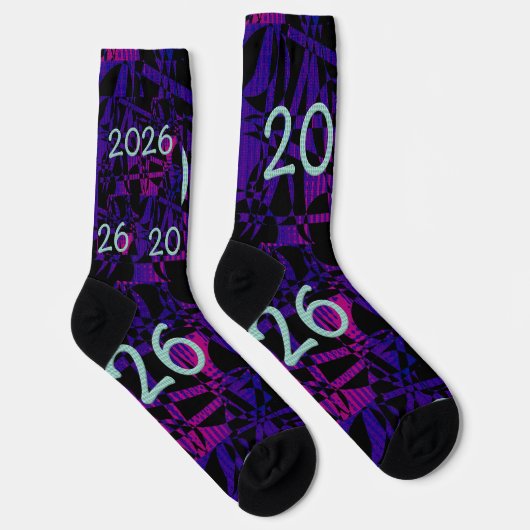 2026 New Year New Years socks purple fun funny Sokken (Rechts)