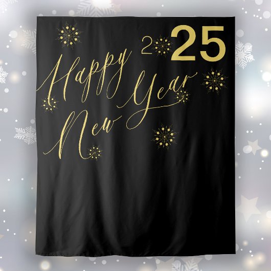 2026 New Years Eve gouden zwarte fotocabine achter Wandkleed
