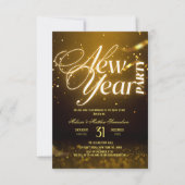 2026 New Years Eve Party Gold Glitter Black Kaart (Voorkant)