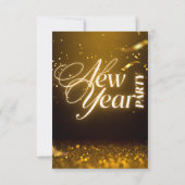 2026 New Years Eve Party Gold Glitter Black Kaart (Achterkant)