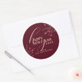 2026 New Year's Festive Stylish Typography Maroon Ronde Sticker (Envelop)