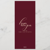 2026 New Years Modern Festive Maroon Typography Kaart (Achterkant)