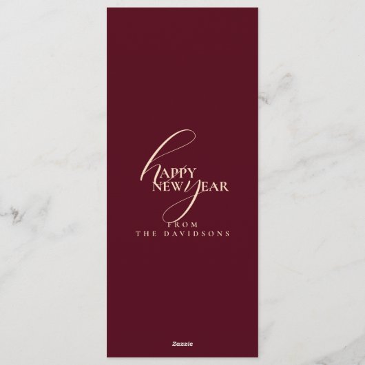 2026 New Years Modern Festive Maroon Typography Kaart (Achterkant)