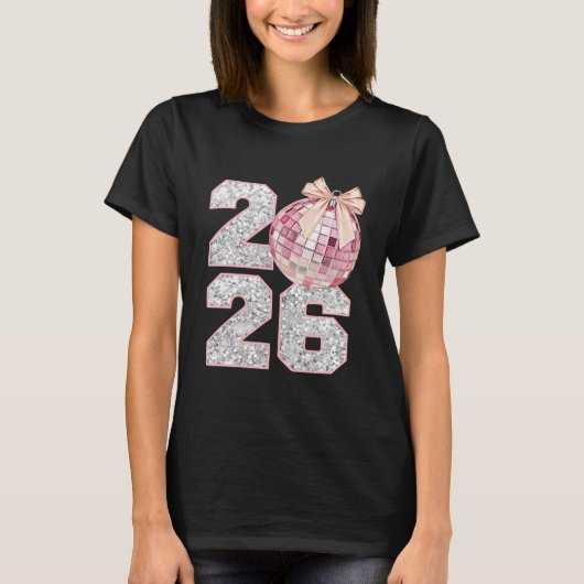 2026, new years shirt, holiday pink t-shirt (Voorkant)