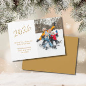 2026 Nieuwjaar Familiefoto Gouden Typografie Feestdagenkaart