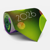 2026 Nieuwjaar met meerkleurige bubbels Stropdas (Opgerold)