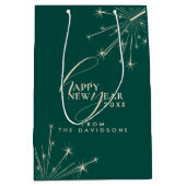 2026 Nieuwjaar Moderne Festieve Typografie Teal Medium Cadeauzakje (Voorkant)