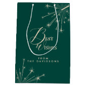 2026 Nieuwjaar Moderne Festieve Typografie Teal Medium Cadeauzakje (Achterkant)