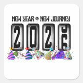 2026 Nieuwjaar Odometer Vierkante Sticker (Voorkant)
