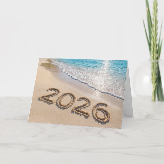 2026 Nieuwjaar Tropical Island Beach Feestdagen Kaart (Voorkant)