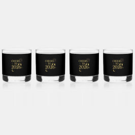 2026 Nieuwjaar Whiskey Glas – Elegant Zwart & Goud