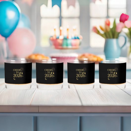 2026 Nieuwjaar Whiskey Glas – Elegant Zwart & Goud (Insitu (Baby Shower))