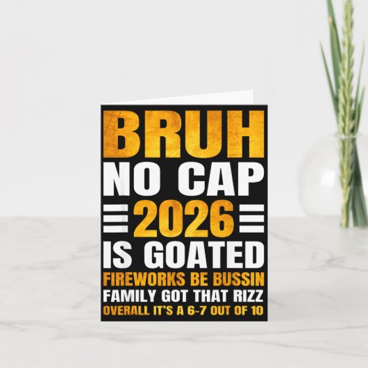 2026 Nieuwjaars Bruh No Cap Aftelling Bussin Grapp Kaart (Voorkant)