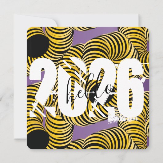2026 Nieuwjaars Trippy Vet Lettertype Feestdagenkaart (Voorkant)