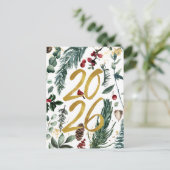 2026 Nieuwjaars Zakelijk Festiviteiten Pijnboomtak Briefkaart (Staand voorkant)