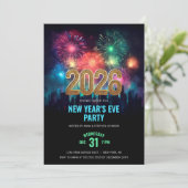 2026 Nieuwjaarsfeest Elegant Vuurwerk Kaart (Staand voorkant)