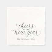 2026 Nieuwjaarstoost Elegante Script Feest Servet (Voorkant)