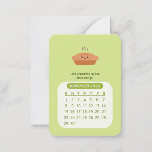 2026 November Maandelijkse Kawaii Motiverende Kale Notitiekaartje