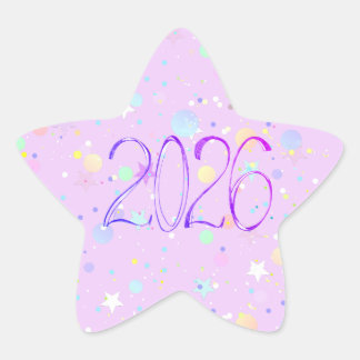 2026 number new year cute pink purple ster sticker